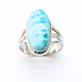 Larimar "Atlantis sten" i silverring storlek 9