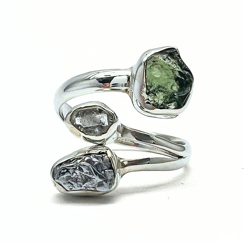 Moldavite, raw set in a silver pendant