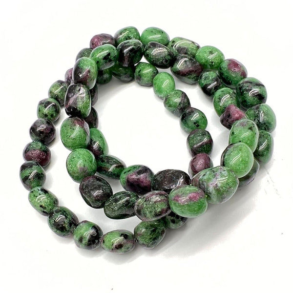 Zoisite with ruby, tumbled bracelet