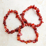 Carnelian, chip bracelet on elastic thread