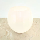 Ljuslykta, rund äggformad vit selenit