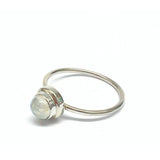 Rainbow moonstone, round stone in silver ring