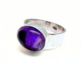 Ametist, enkel elegant silverring