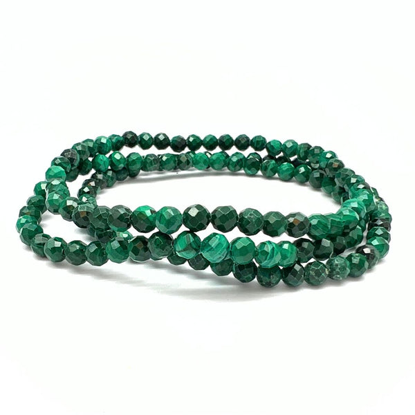 Malakit, fasetterat armband 4 mm