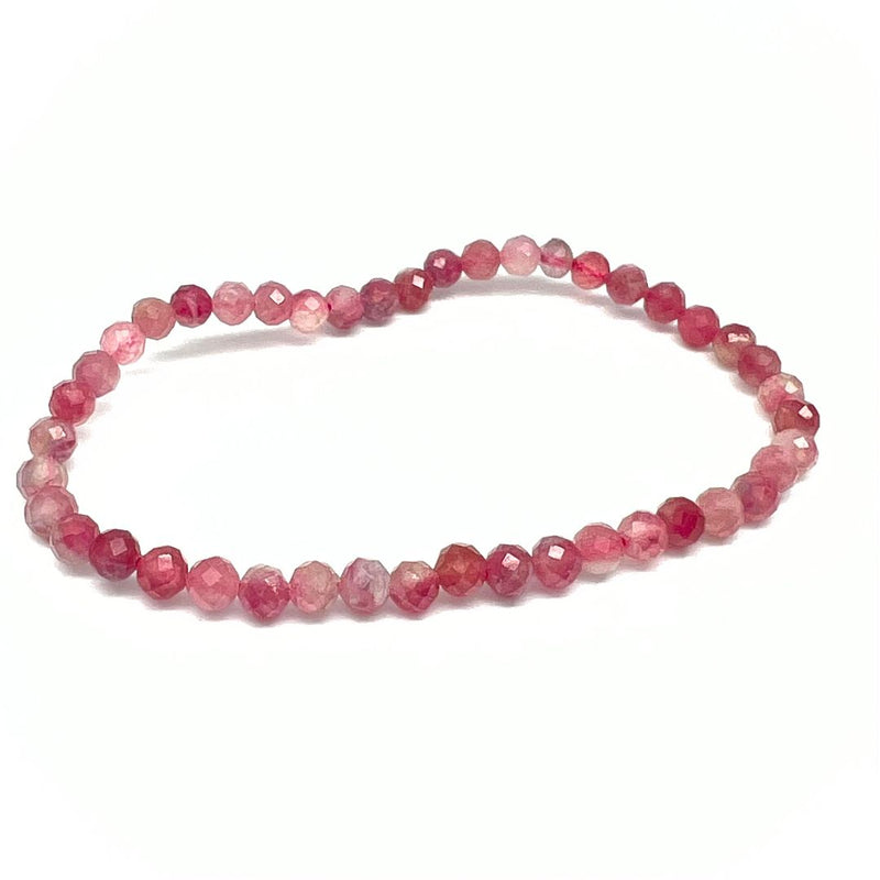 Rodonit, fasettslipat armband 4 mm
