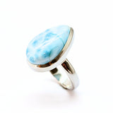 Larimar "Atlantis sten" i silverring storlek 7
