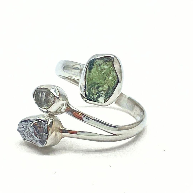 Moldavite, raw set in a silver pendant