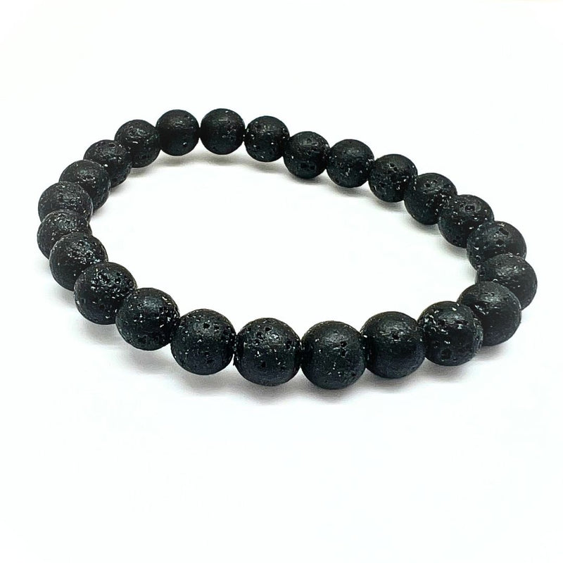 Bracelet with lava &amp; silver 8 mm
