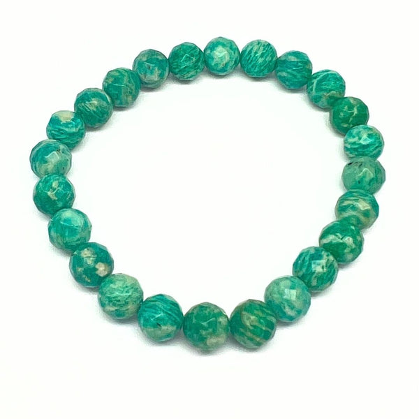 Amazonite, bracelet with faceted crystals 8 mm