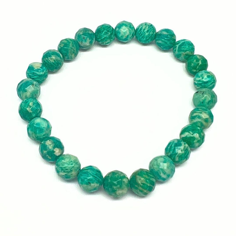 Amazonite, bracelet with faceted crystals 8 mm