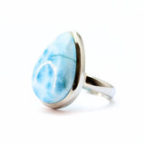 Larimar "Atlantis sten" i silverring storlek 7