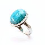 Larimar "Atlantis sten" i silverring storlek 8