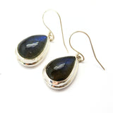 Labradorite, drop silver earring