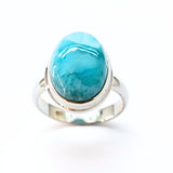 Larimar "Atlantis sten" i silverring storlek 8