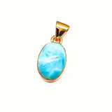 Larimar, oval gold pendant