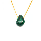 Malachite necklace with silver or gold plated chain
