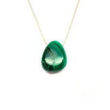 Malachite necklace with silver or gold plated chain