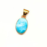 Larimar, oval gold pendant