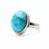 Larimar "Atlantis sten" i silverring storlek 8