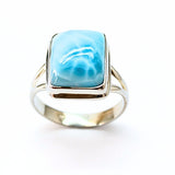 Larimar "Atlantis sten" i silverring storlek 10