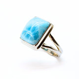 Larimar "Atlantis sten" i silverring storlek 10