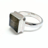 Labradorit fasettslipad fyrkant i silver