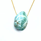 Larimar halsband med silver eller guldpläterad kedja