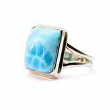 Larimar "Atlantis sten" i silverring storlek 10