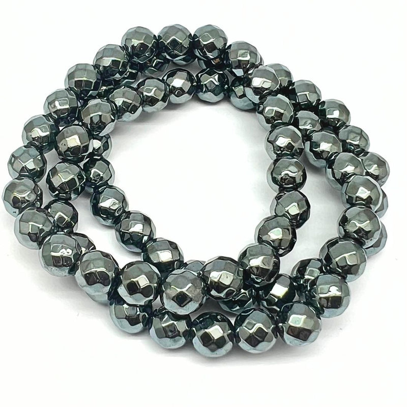 Hematite, bracelet with faceted crystals 8 mm