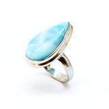 Larimar "Atlantis sten" i silverring storlek 5