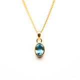 Blå topas, månadssten för december i guldpläterat silverhänge