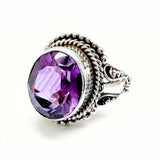 Ametisti hopeasormuksessa filigraanihopealla