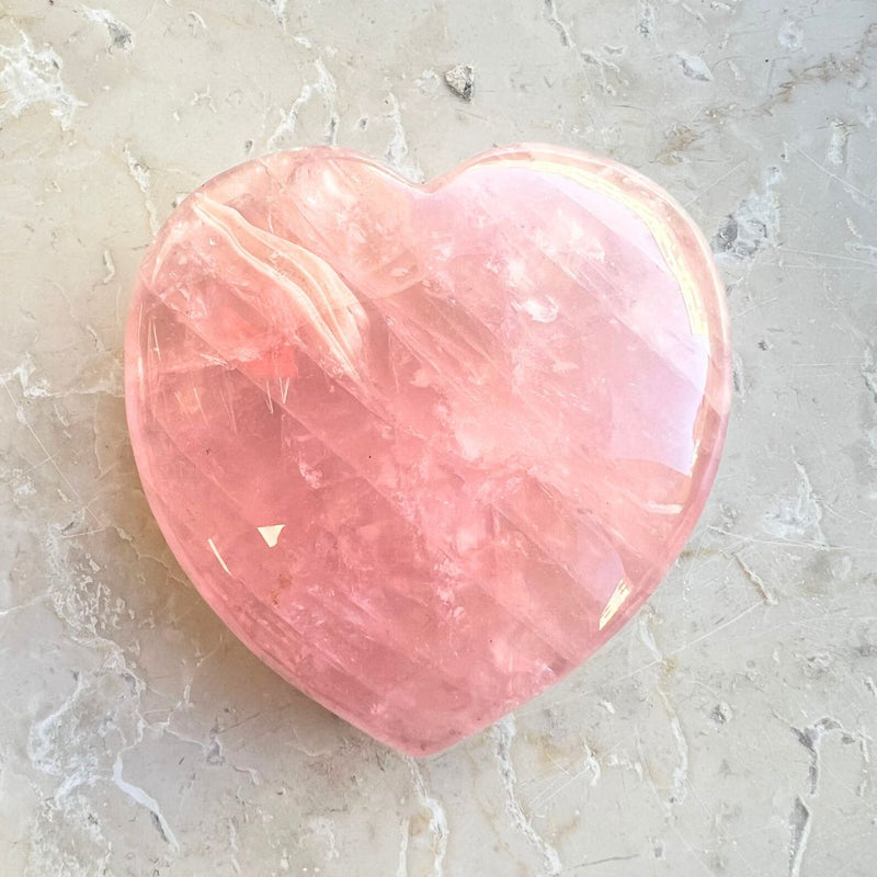 Rose quartz, huge faceted heart