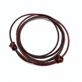 Leather strap dark brown, with running knot