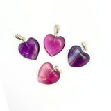 Fluorite, faceted heart with silver mount