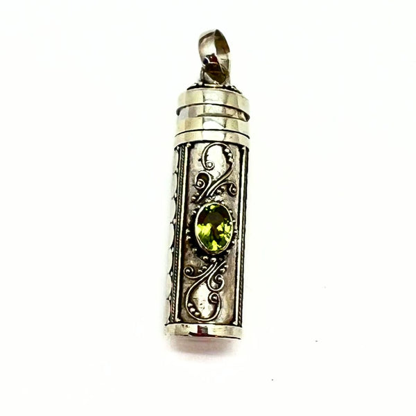 Prayer cylinder, pendant with amethyst