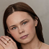 Topaz pink, pink sparkling faceted crystal stud in gold vermeil