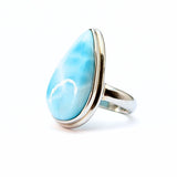Larimar "Atlantis sten" i silverring storlek 5