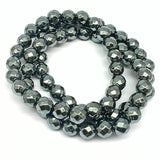 Hematite, bracelet with faceted crystals 8 mm