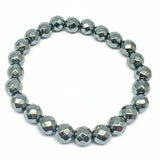 Hematite, bracelet with faceted crystals 8 mm