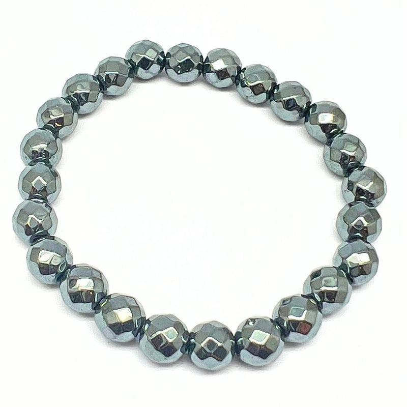 Hematite, bracelet with faceted crystals 8 mm