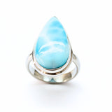 Larimar "Atlantis sten" i silverring storlek 5