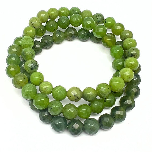 Jade, faceted bracelet 8 mm
