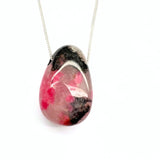 Rodonit "blomblads-rodonit" halsband med silver eller guldpläterad kedja