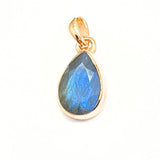 Labradorite, drop as a unique faceted pendant in gold