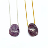 Lepidolite necklace with silver or gold-plated chain