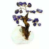 Bonsai tree with purple quartz on a rock crystal base
