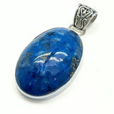 Lapis lazuli, oval pendant in silver