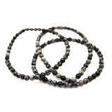 Obsidian snöflinga, rundslipat armband 4 mm