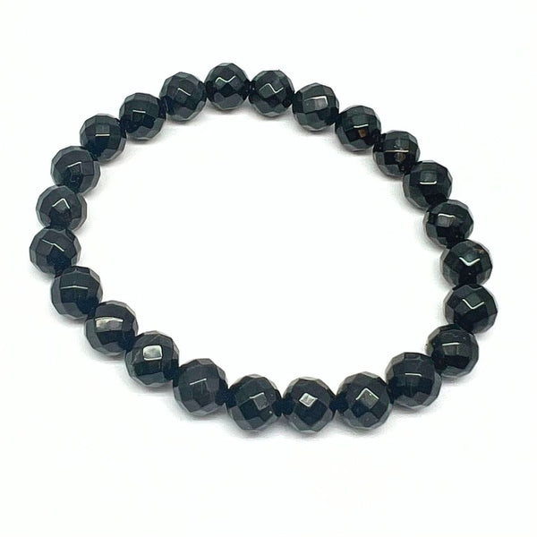Onyx black, bracelet with faceted crystals 8 mm